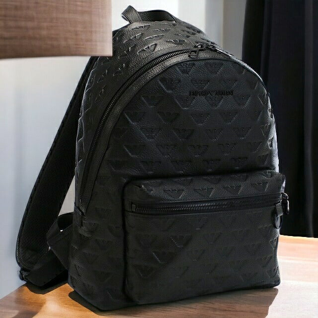 armani black leather backpack Emporio Armani Backpack Men's Brand EMPORIO ARMANI Leather Y4O370 BLAC – 腕時計のななぷれ