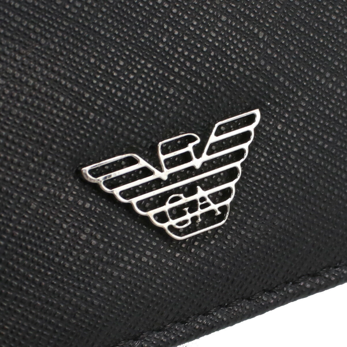 エンポリオ・アルマーニ 二折財布小銭入付き メンズ 再生レザー チュニジア Y4R165 BLACK-BLACK ブラック 財布 EMAY4R165091