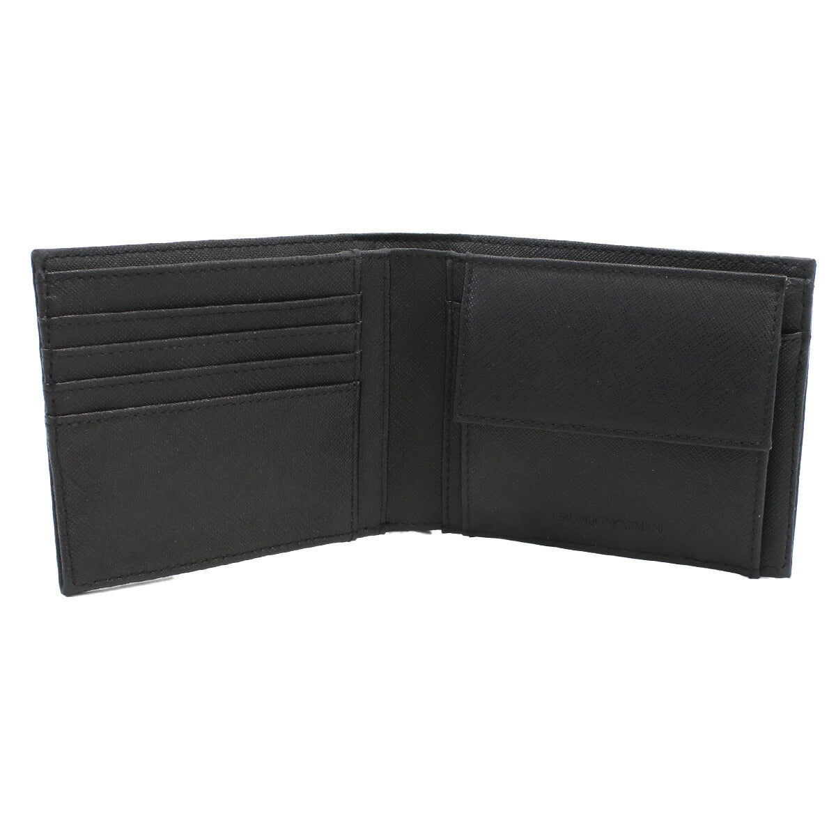 エンポリオ・アルマーニ 二折財布小銭入付き メンズ 再生レザー チュニジア Y4R165 BLACK-BLACK ブラック 財布 EMAY4R165091