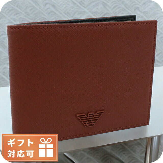 エンポリオ・アルマーニ 二折財布小銭入付き メンズ ブランド EMPORIO ARMANI Y4R165 ORANGE ブラウン系 財布 EMAY4R165111