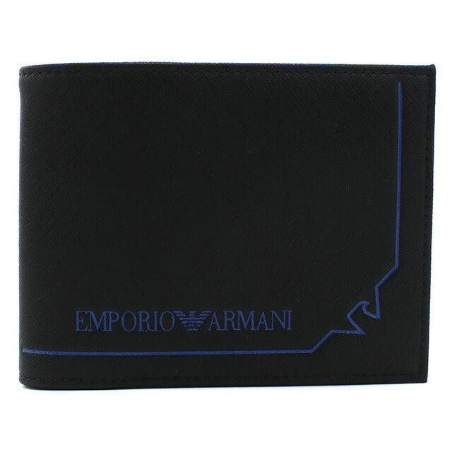 エンポリオ・アルマーニ 二折財布小銭入付き メンズ ブランド EMPORIO ARMANI Y4R165 BLACK ブラック 財布 EMAY4R165121