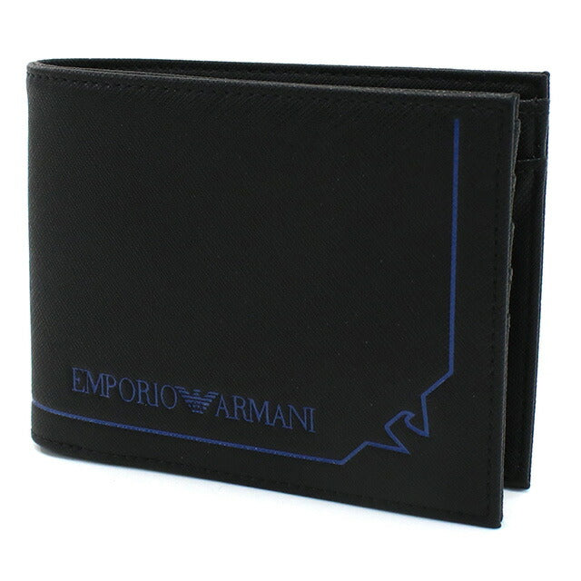 エンポリオ・アルマーニ 二折財布小銭入付き メンズ ブランド EMPORIO ARMANI Y4R165 BLACK ブラック 財布 EMAY4R165121