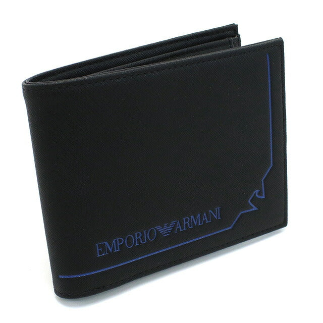 エンポリオ・アルマーニ 二折財布小銭入付き メンズ ブランド EMPORIO ARMANI Y4R165 BLACK ブラック 財布 EMAY4R165121