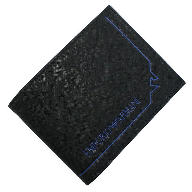 エンポリオ・アルマーニ 二折財布小銭入付き メンズ ブランド EMPORIO ARMANI Y4R165 BLACK ブラック 財布 EMAY4R165121