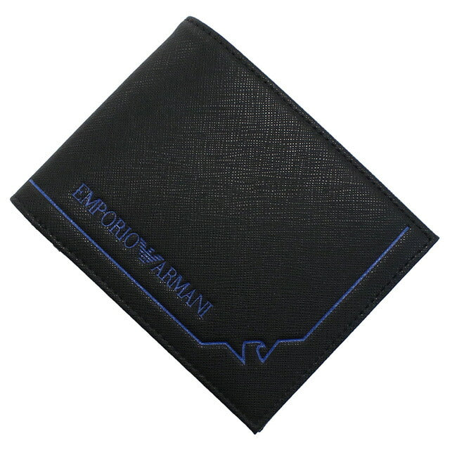 エンポリオ・アルマーニ 二折財布小銭入付き メンズ ブランド EMPORIO ARMANI Y4R165 BLACK ブラック 財布 EMAY4R165121