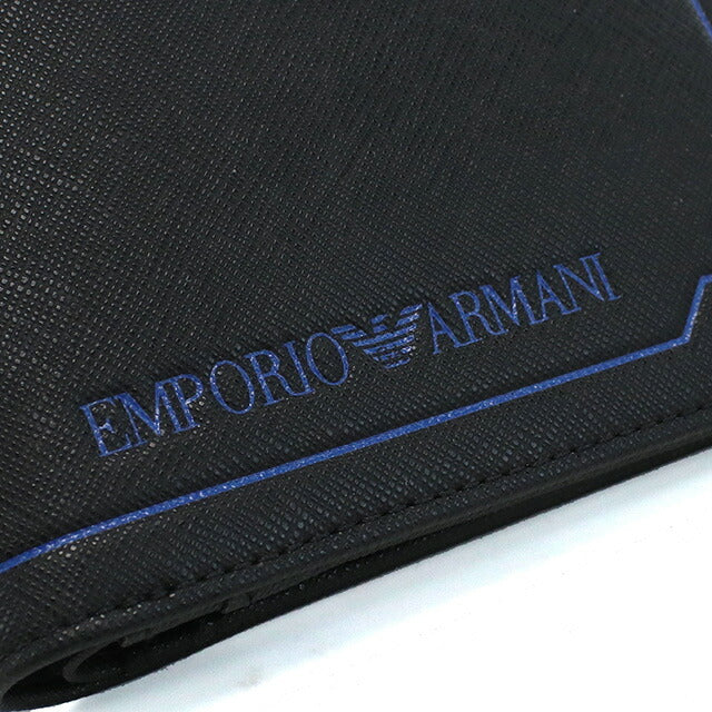 エンポリオ・アルマーニ 二折財布小銭入付き メンズ ブランド EMPORIO ARMANI Y4R165 BLACK ブラック 財布 EMAY4R165121