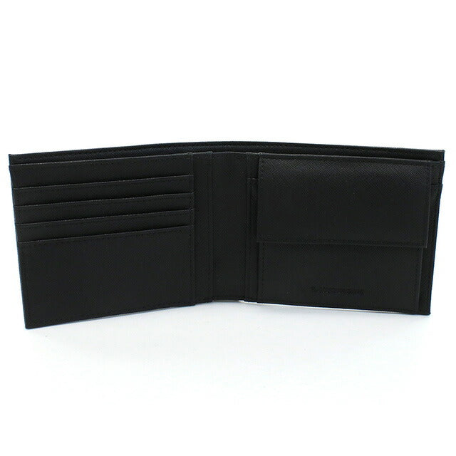 エンポリオ・アルマーニ 二折財布小銭入付き メンズ ブランド EMPORIO ARMANI Y4R165 BLACK ブラック 財布 EMAY4R165121