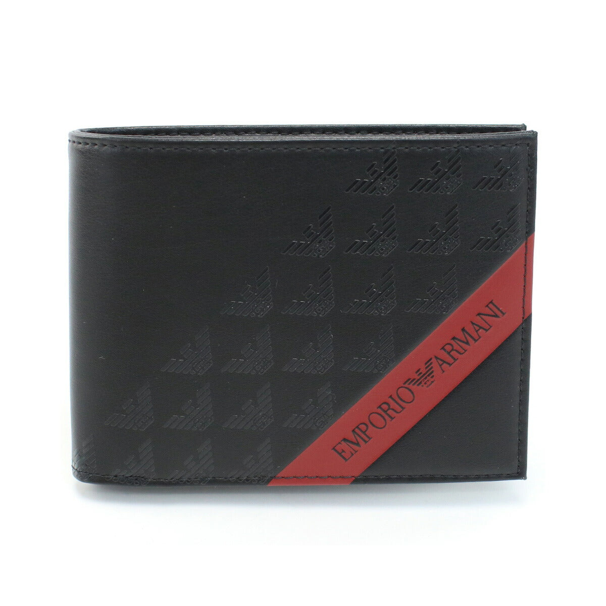 エンポリオ・アルマーニ 二折財布小銭入付き メンズ ブランド ポリウレタン Y4R165 BLACK-BLACK EAGLES ブラック 財布 EMAY4R165131