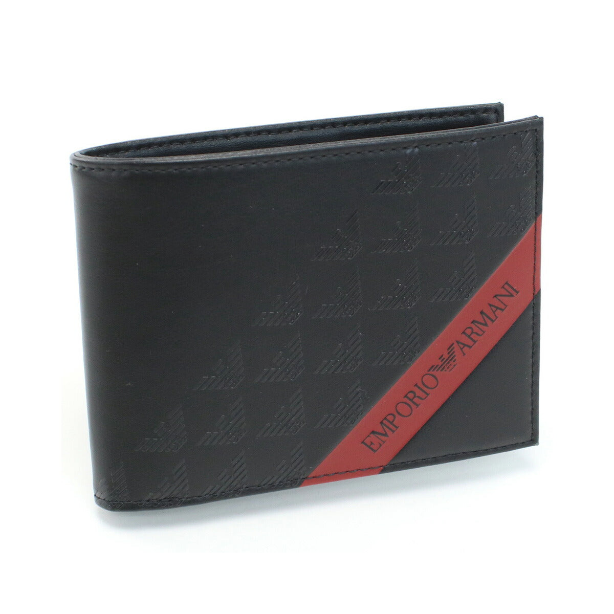 エンポリオ・アルマーニ 二折財布小銭入付き メンズ ブランド ポリウレタン Y4R165 BLACK-BLACK EAGLES ブラック 財布 EMAY4R165131