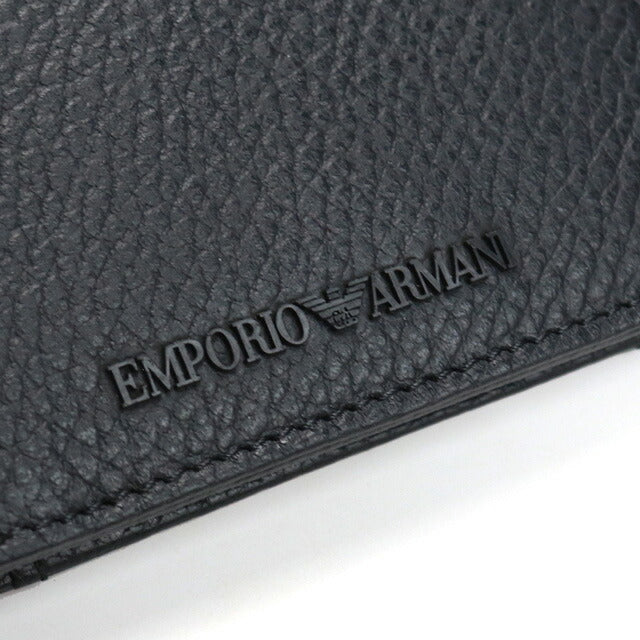 エンポリオ・アルマーニ 二つ折り財布 メンズ ブランド レザー チュニジア Y4R167 BLACK ブラック 財布 EMAY4R167071