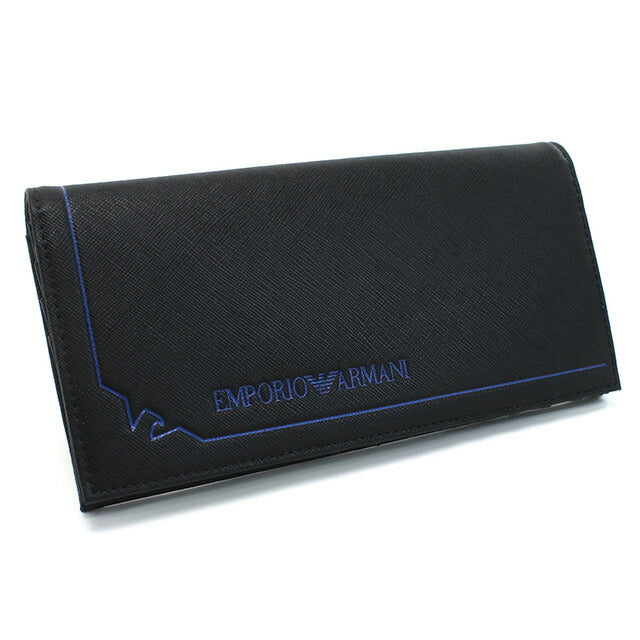 エンポリオ・アルマーニ 長財布ニ折小銭入付き メンズ ブランド EMPORIO ARMANI Y4R170 BLACK ブラック 財布 EMAY4R170071