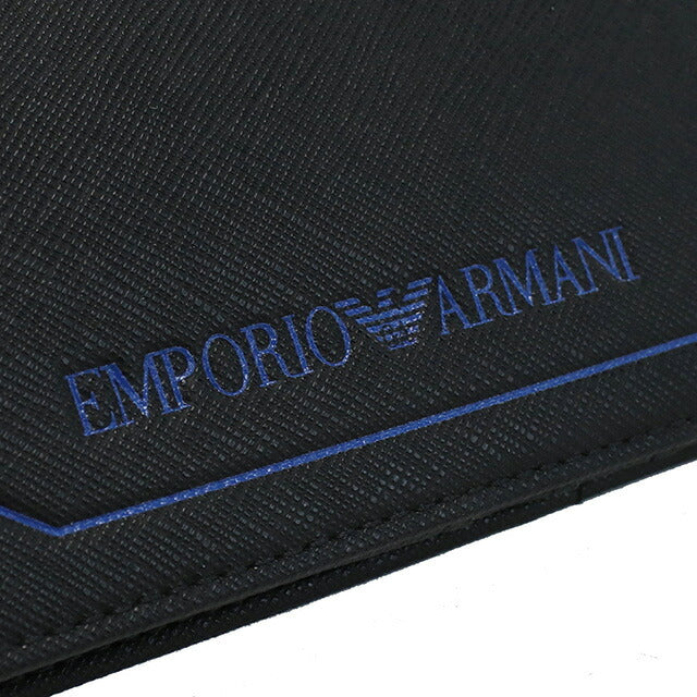 エンポリオ・アルマーニ 長財布ニ折小銭入付き メンズ ブランド EMPORIO ARMANI Y4R170 BLACK ブラック 財布 EMAY4R170071