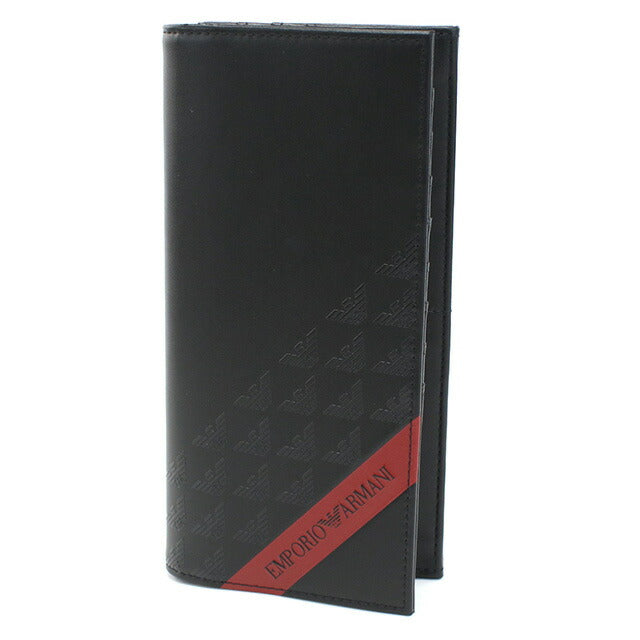 エンポリオ・アルマーニ 長財布ニ折小銭入付き メンズ ブランド ポリウレタン Y4R170 BLACK-BLACK EAGLES ブラック 財布 EMAY4R170081