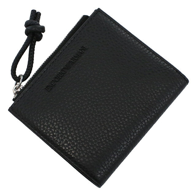 エンポリオ・アルマーニ 二折財布小銭入付き メンズ ブランド EMPORIO ARMANI レザー Y4R262 BLACK ブラック 財布 EMAY4R262011