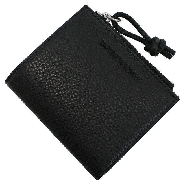 エンポリオ・アルマーニ 二折財布小銭入付き メンズ ブランド EMPORIO ARMANI レザー Y4R262 BLACK ブラック 財布 EMAY4R262011