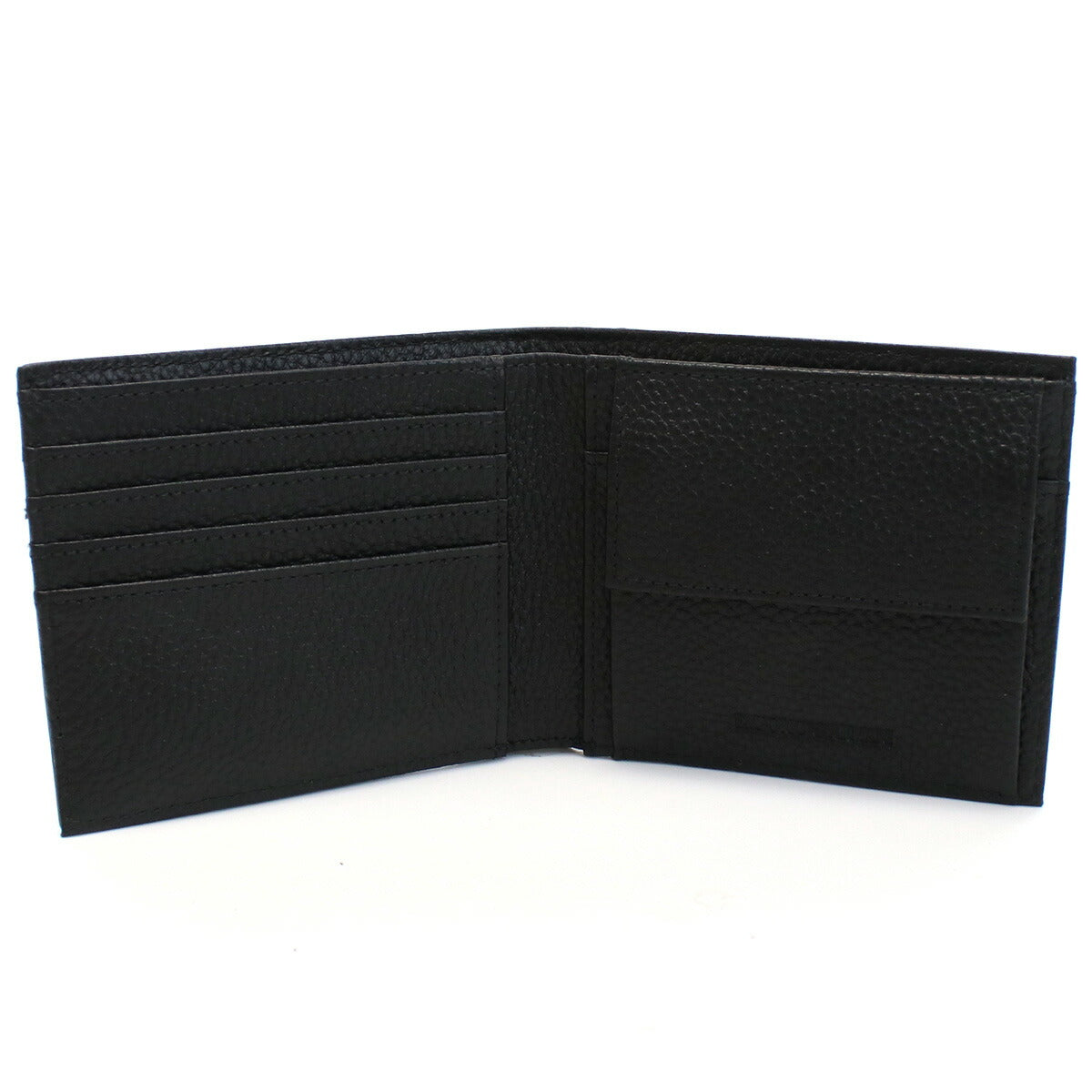 エンポリオ・アルマーニ 二つ折り財布 メンズ レザー オープンポケット×2 YEM122 BLACK ブラック 財布 EMAYEM122431