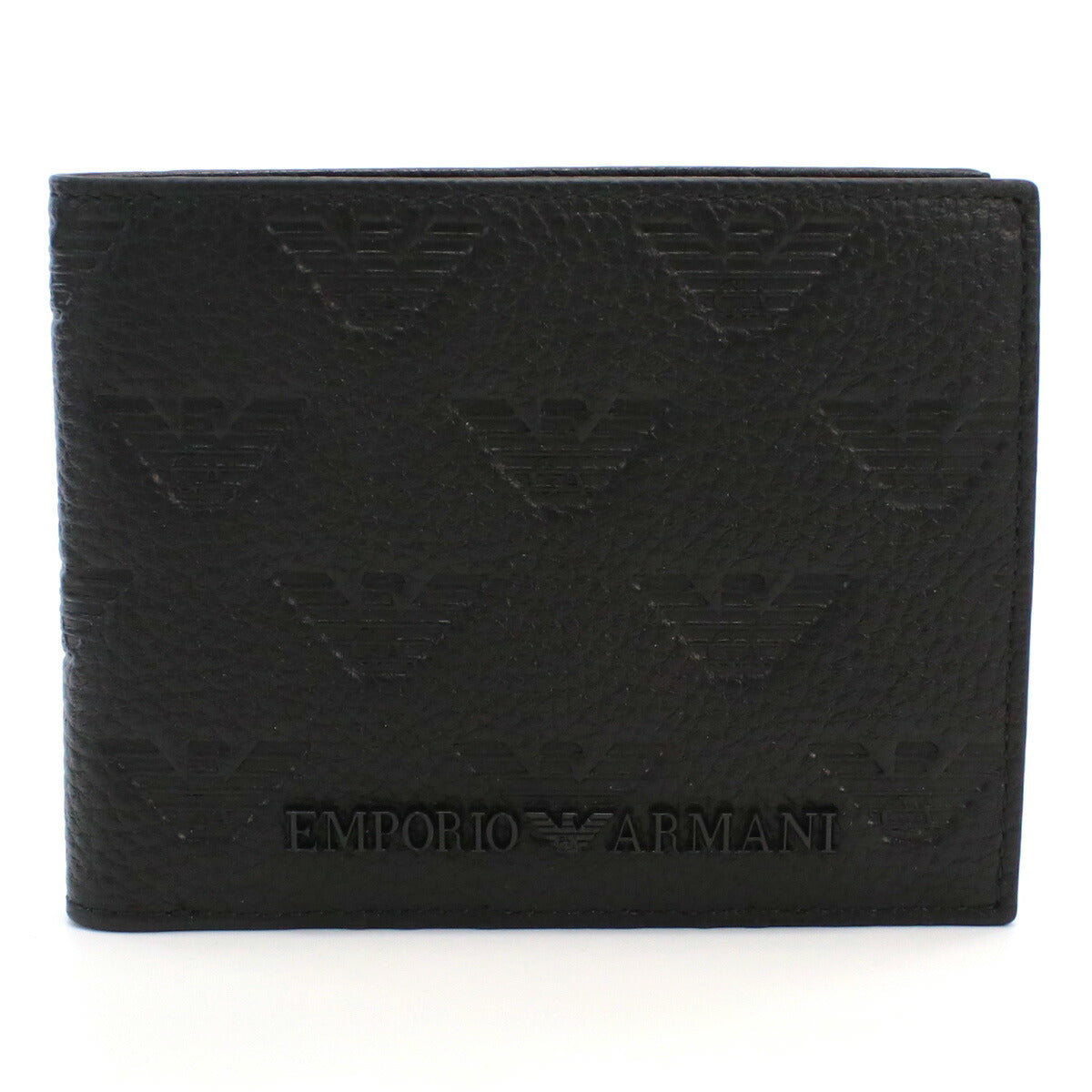 エンポリオ・アルマーニ 二折財布 メンズ レザー YEM176 BLACK ブラック 財布 EMAYEM176011