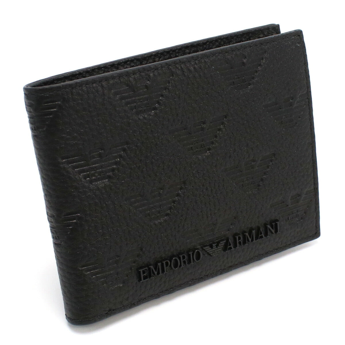 エンポリオ・アルマーニ 二折財布 メンズ レザー YEM176 BLACK ブラック 財布 EMAYEM176011