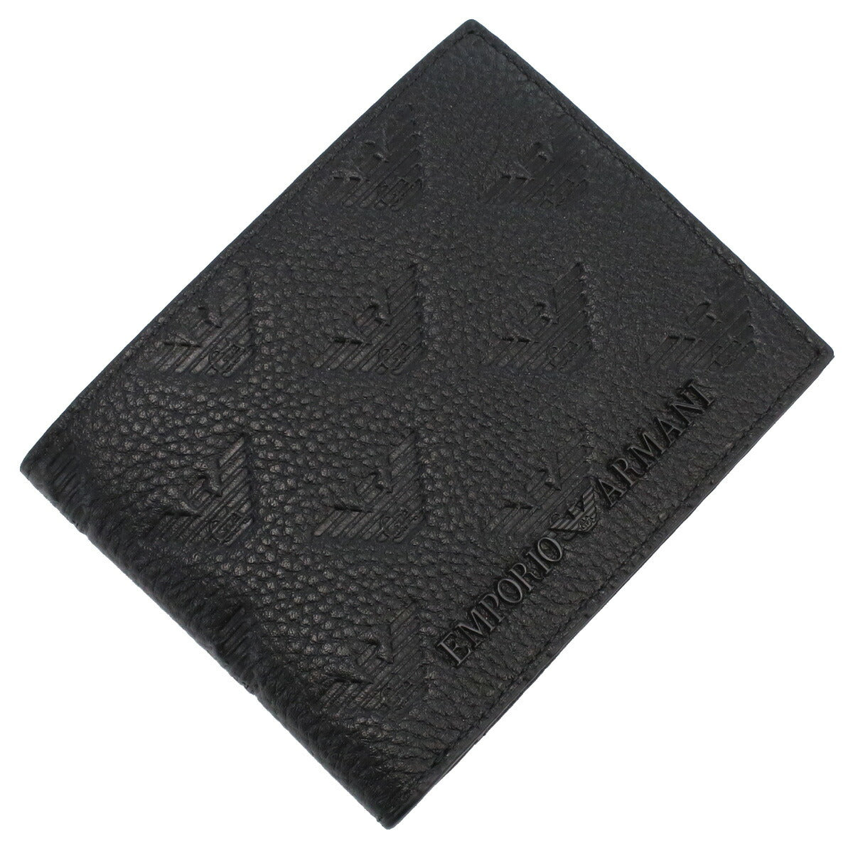 エンポリオ・アルマーニ 二折財布 メンズ レザー YEM176 BLACK ブラック 財布 EMAYEM176011