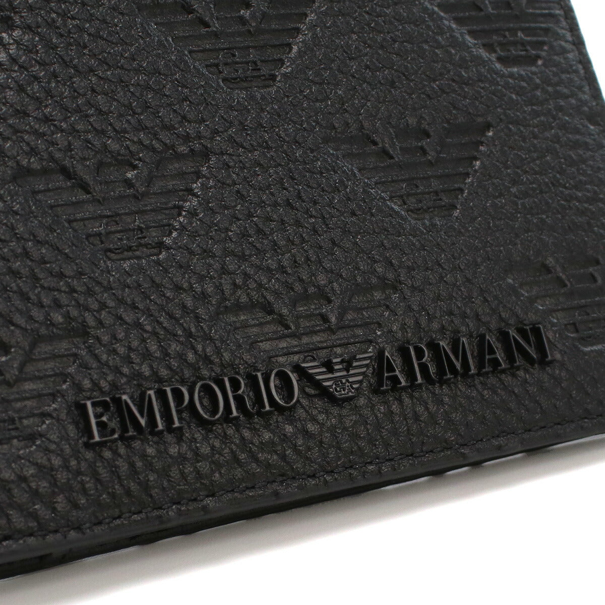 エンポリオ・アルマーニ 二折財布 メンズ レザー YEM176 BLACK ブラック 財布 EMAYEM176011