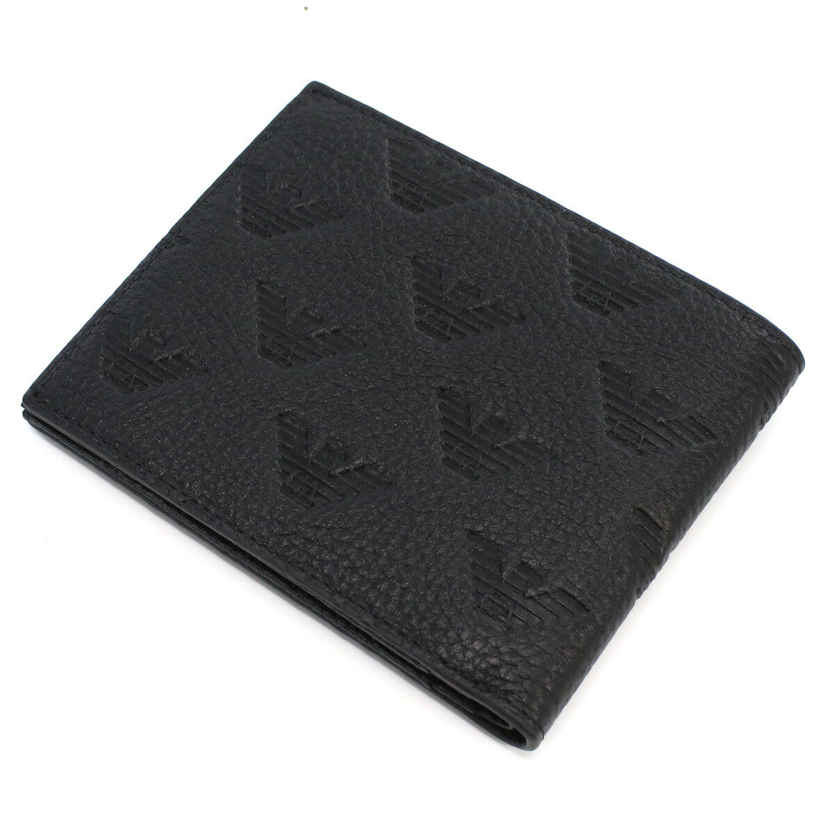 エンポリオ・アルマーニ 二折財布 メンズ レザー YEM176 BLACK ブラック 財布 EMAYEM176011