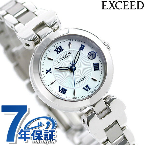 Citizen Exceed Eco Drive Solar Radio Titanium Made in Japan Ladies Watch Brand ES9420-58A CITIZEN White Shell ES9420-58A