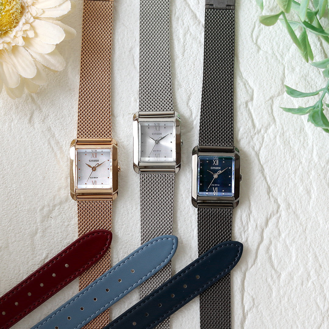 公民l妇女方形系列正方形太阳能生态驱动太阳能手表品牌EW5597-63L公民EW5597-63L