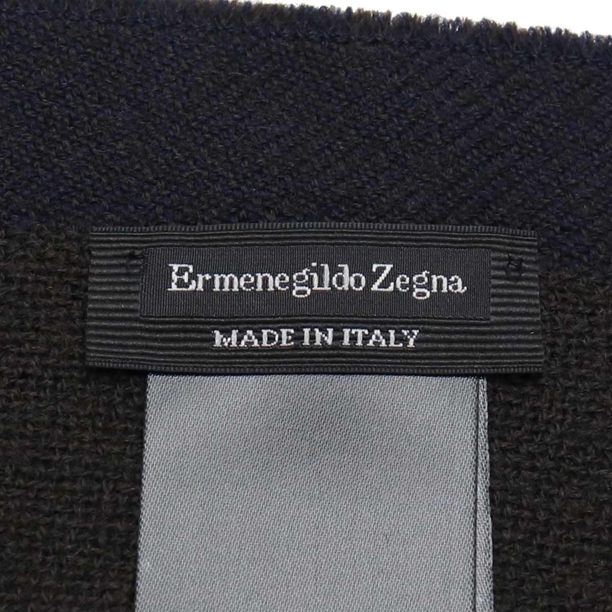 エルメネジルド・ゼニア マフラー メンズ ウール100% イタリア Z8L01 ネイビー系 小物 EZEZ8L01031