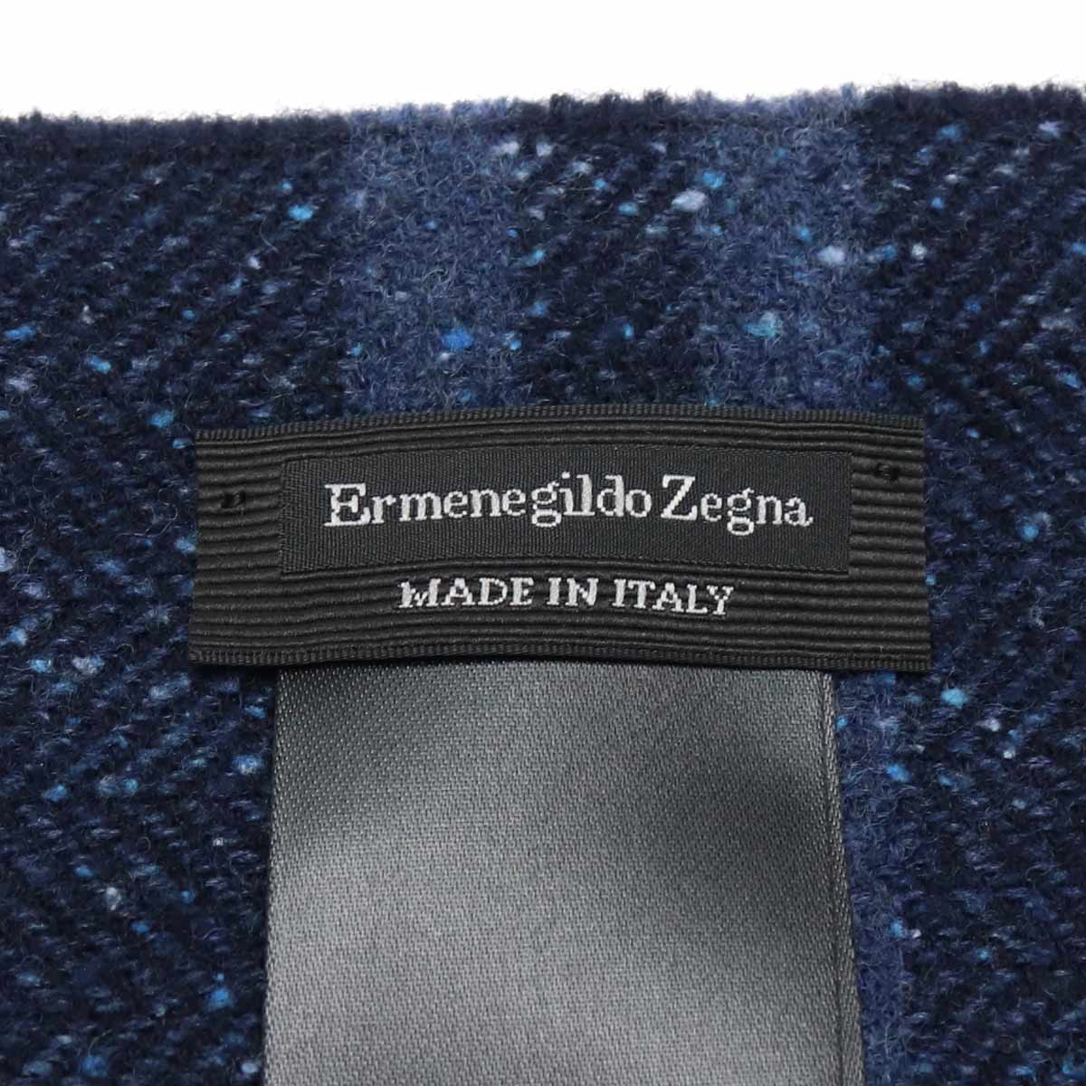 エルメネジルド・ゼニア マフラー メンズ ウール100% イタリア Z8L12 ネイビー系 小物 EZEZ8L12021