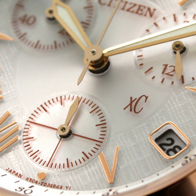 Citizen CrossC Eco Drive Solar Chronograph FB1403-53A CITIZEN xC Watch Brand Silver Pink Gold Women&