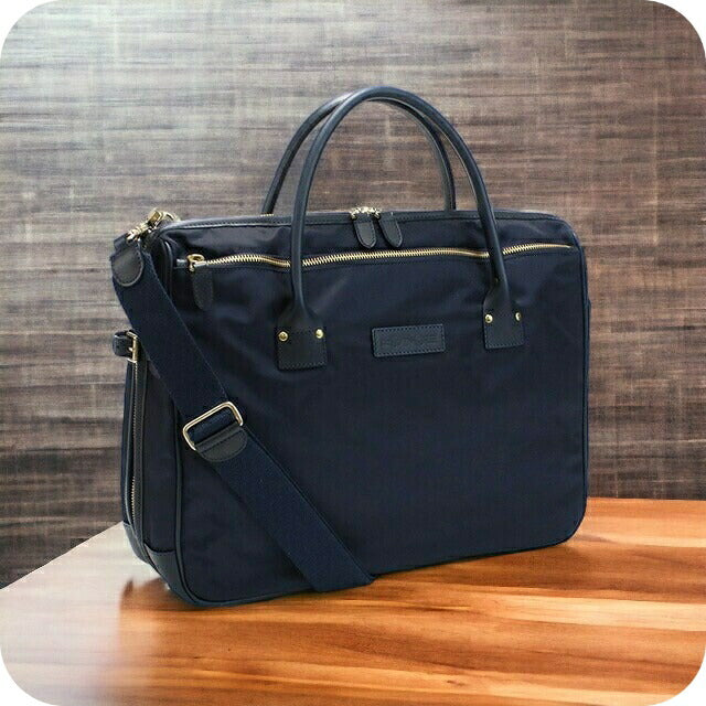 ✨美品✨ フェリージ ブリーフケース ナイロン レザー 1層 A4可 紺濃茶 Felisi 最大50%☆10/5限定 正規品1年保証 フェリージ ブリーフ