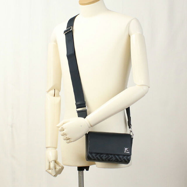 フェンディ 斜め掛け ショルダーバッグ メンズ ブランド FENDI レザー 7M0363 ブルー バッグ FEN7M0363011