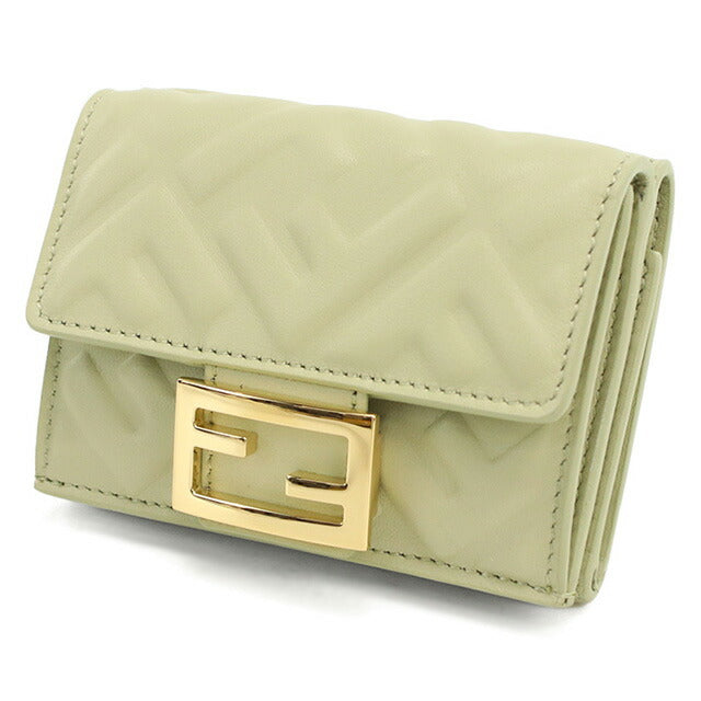 フェンディ 三折財布小銭入付き レディース ブランド FENDI レザー 8M0395 カーキ 財布 FEN8M0395081