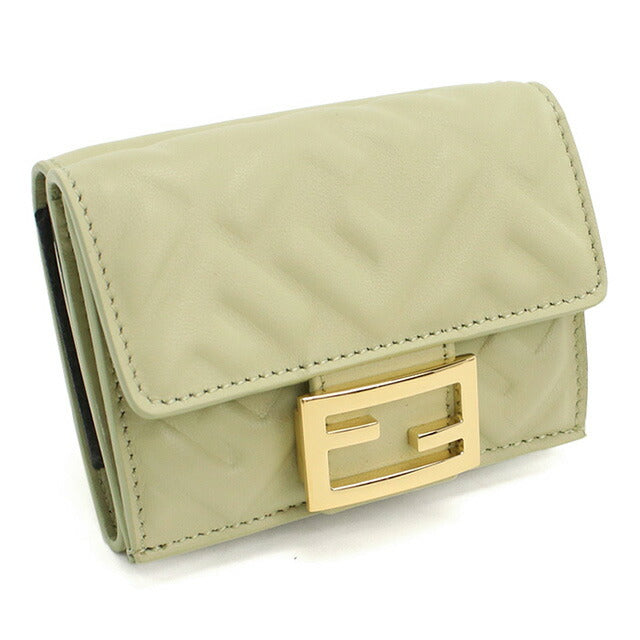 フェンディ 三折財布小銭入付き レディース ブランド FENDI レザー 8M0395 カーキ 財布 FEN8M0395081