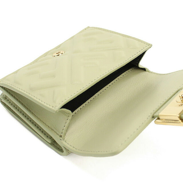 フェンディ 三折財布小銭入付き レディース ブランド FENDI レザー 8M0395 カーキ 財布 FEN8M0395081