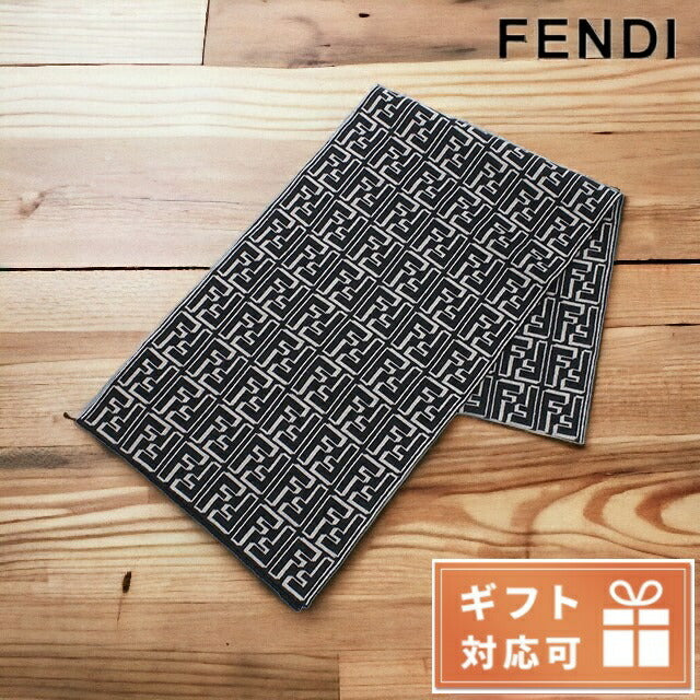 フェンディ マフラー メンズ ウール98% ナイロン2% イタリア FXS124 ブラック ベージュ系 小物 FENFXS124041