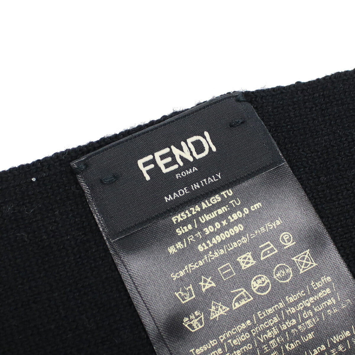 フェンディ マフラー メンズ ウール98% ナイロン2% イタリア FXS124 ブラック ベージュ系 小物 FENFXS124041