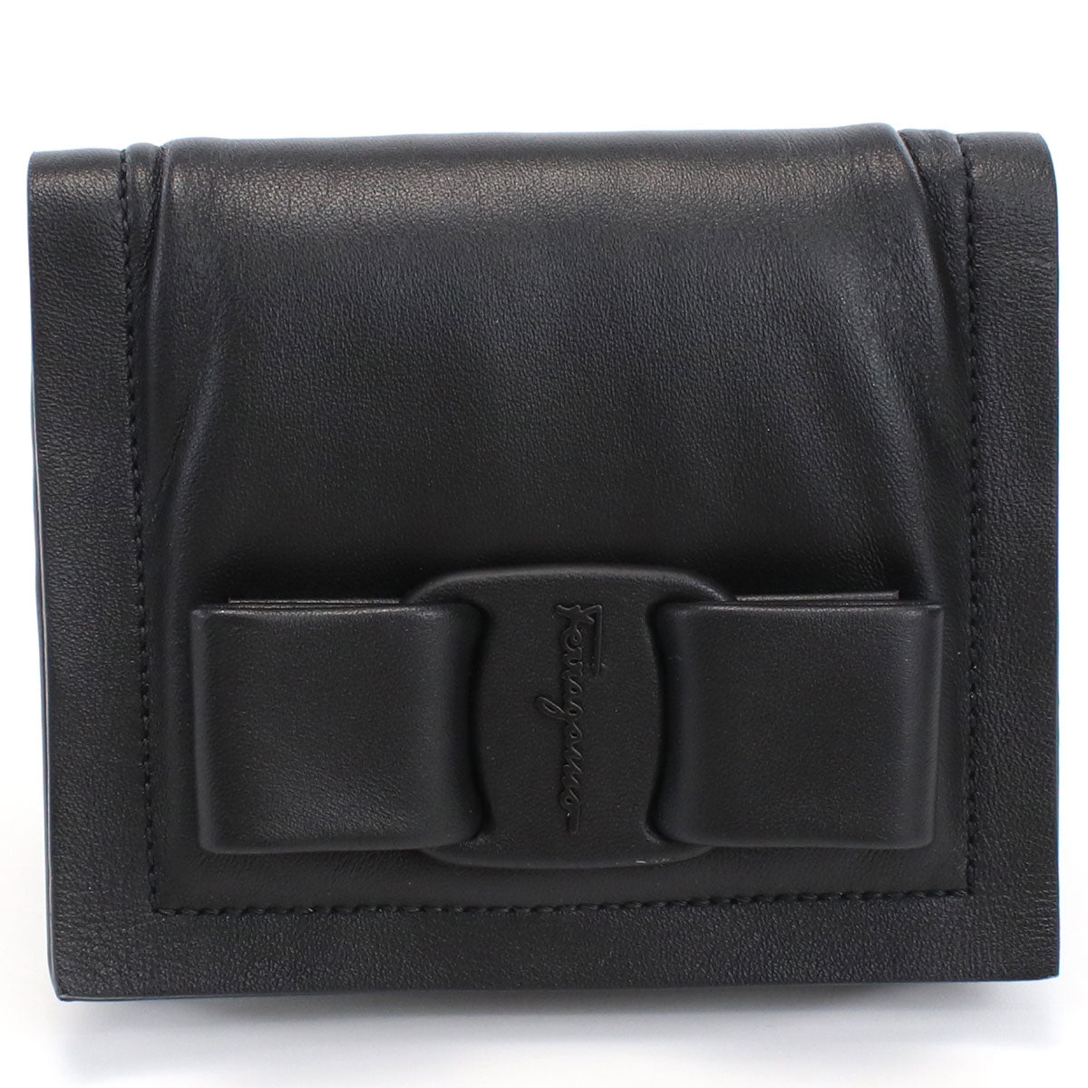 フェラガモ 二つ折り財布 レディース カーフ イタリア 22-0288 ブラック 財布 FER22-0288011