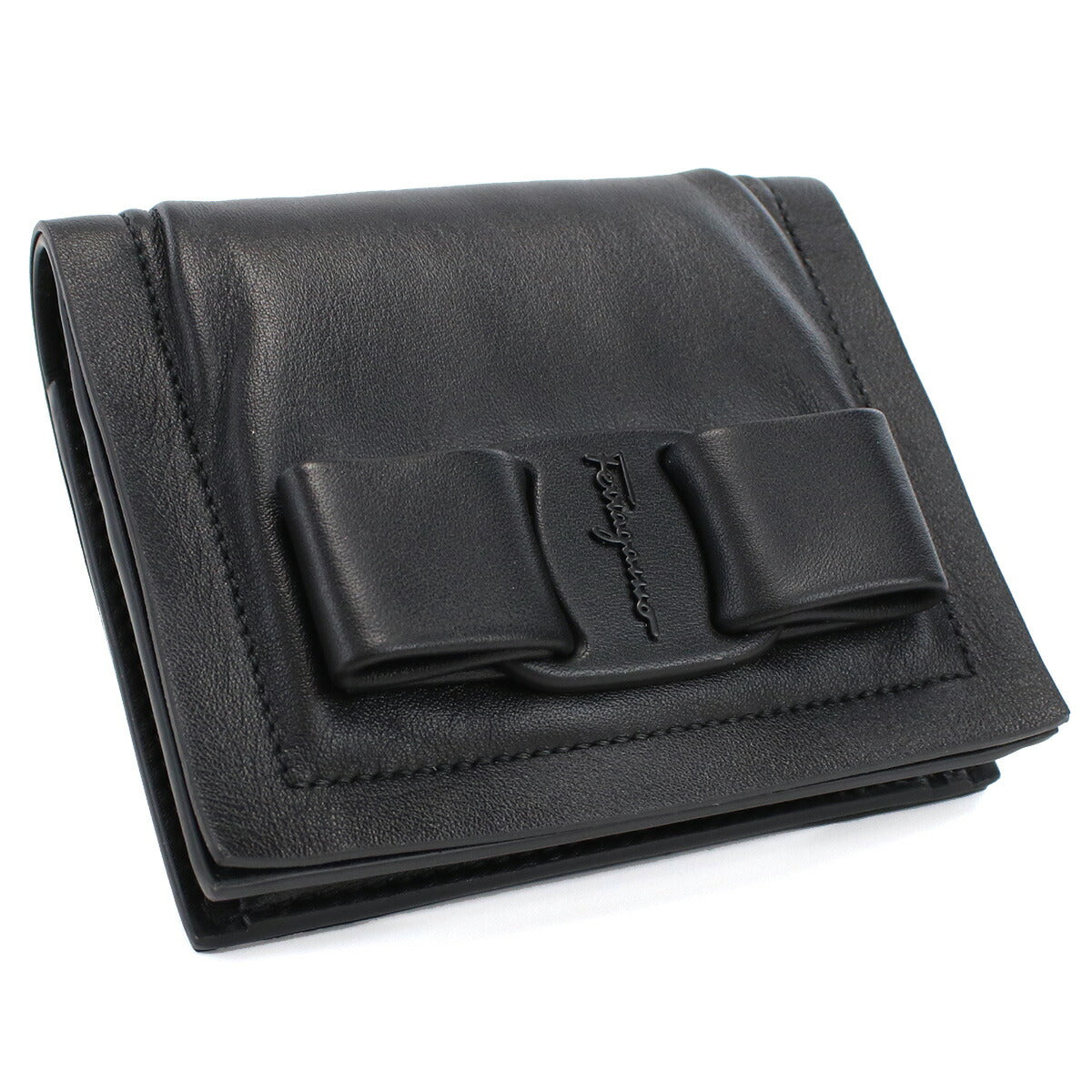 フェラガモ 二つ折り財布 レディース カーフ イタリア 22-0288 ブラック 財布 FER22-0288011