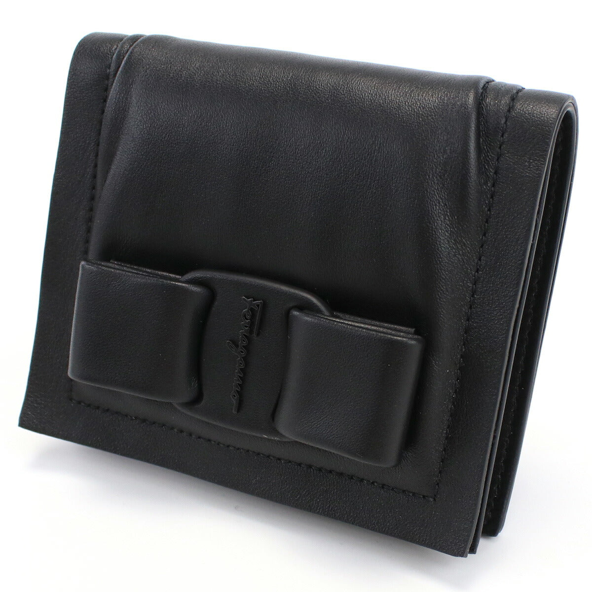 フェラガモ 二つ折り財布 レディース カーフ イタリア 22-0288 ブラック 財布 FER22-0288011