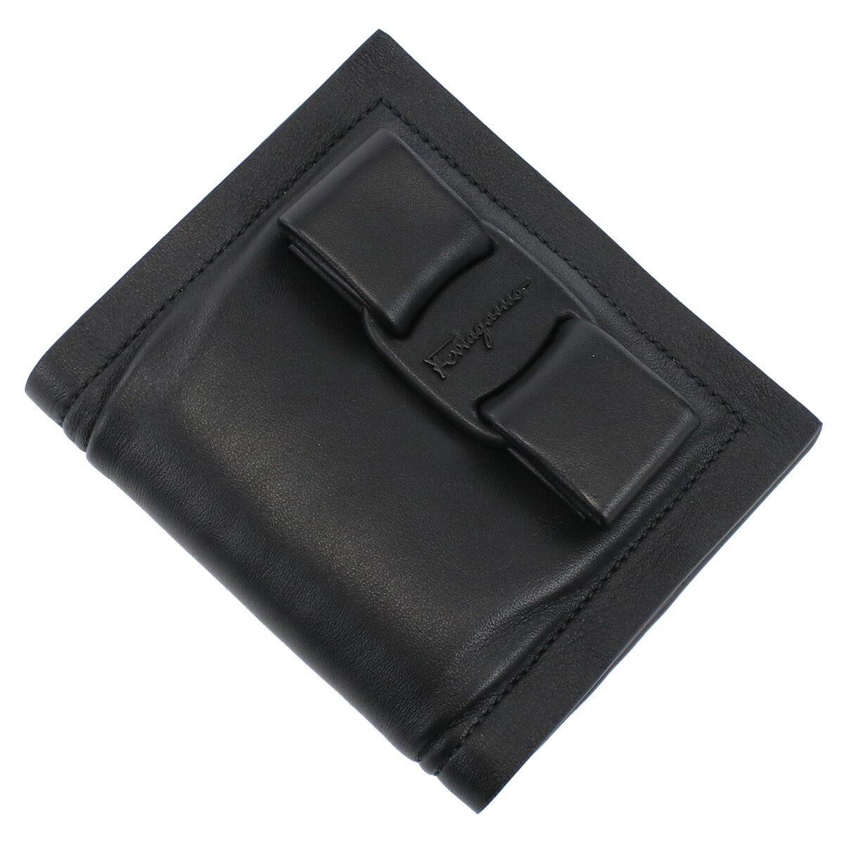 フェラガモ 二つ折り財布 レディース カーフ イタリア 22-0288 ブラック 財布 FER22-0288011