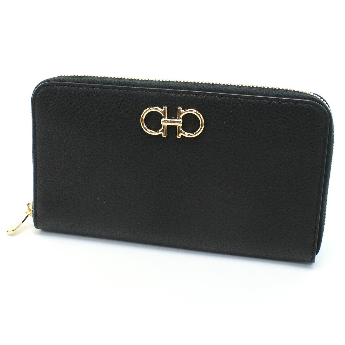 フェラガモ 長財布ラウンドファスナー レディース カーフ イタリア 22-0405 ブラック 財布 FER22-0405011