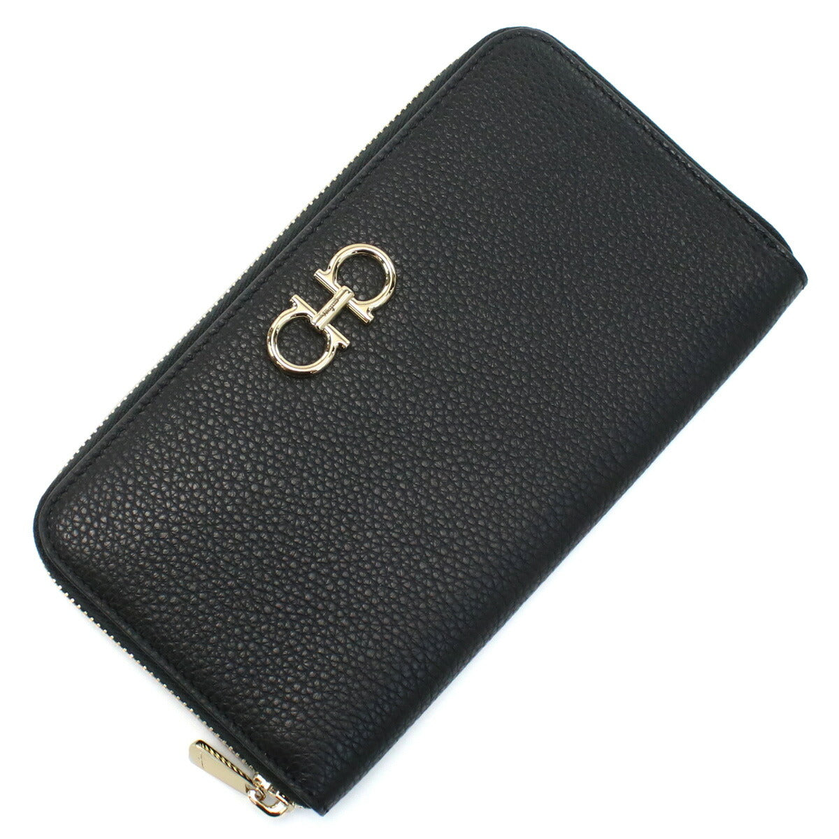 フェラガモ 長財布ラウンドファスナー レディース カーフ イタリア 22-0405 ブラック 財布 FER22-0405011