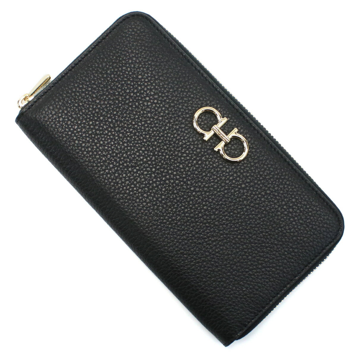 フェラガモ 長財布ラウンドファスナー レディース カーフ イタリア 22-0405 ブラック 財布 FER22-0405011