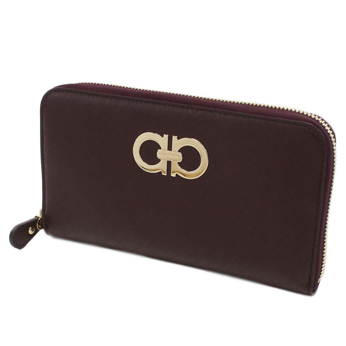 フェラガモ 長財布ラウンドファスナー レディース PEBBLE CALF カーフ イタリア 22-B300 ボルドー系 財布 FER22-B300181