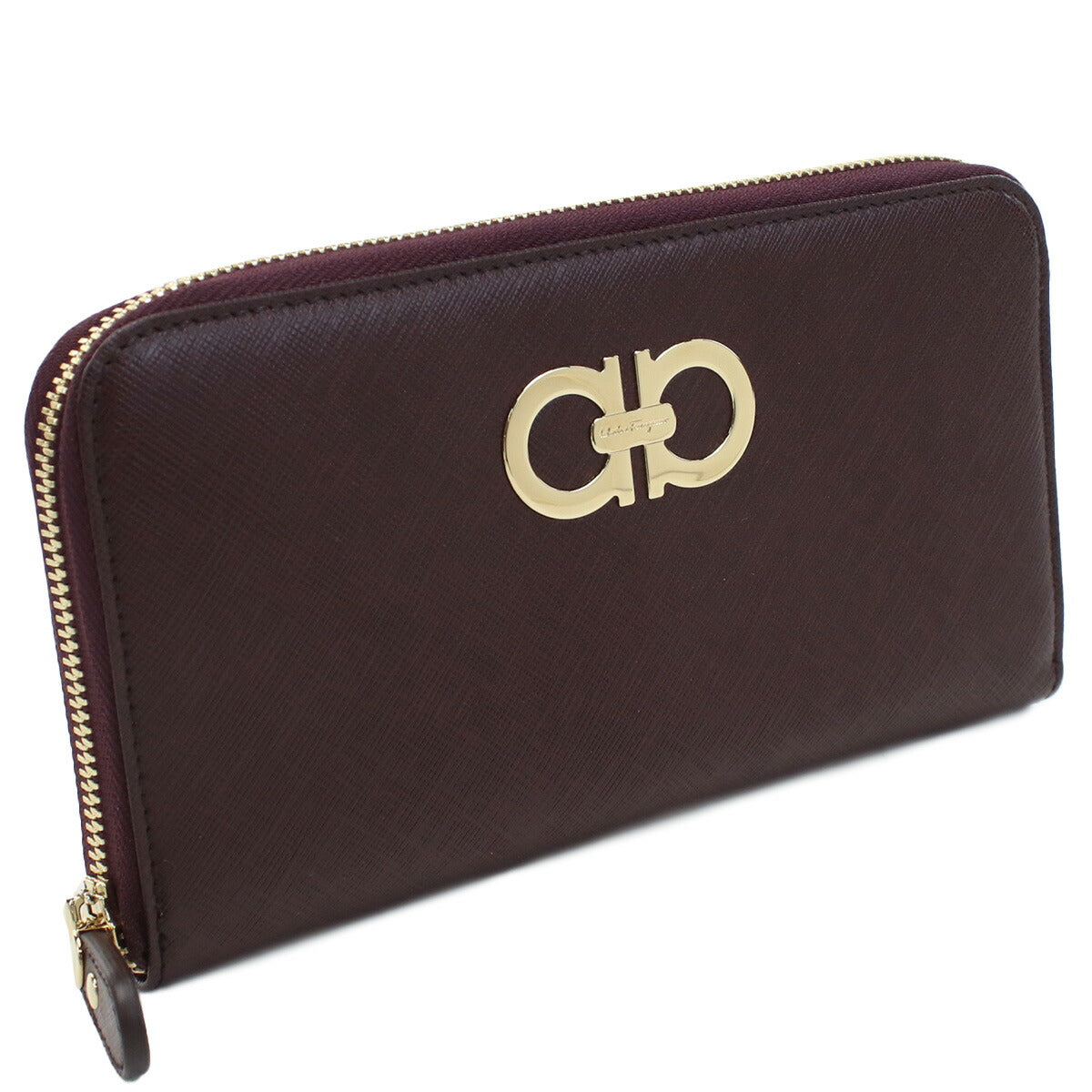 フェラガモ 長財布ラウンドファスナー レディース PEBBLE CALF カーフ イタリア 22-B300 ボルドー系 財布 FER22-B300181