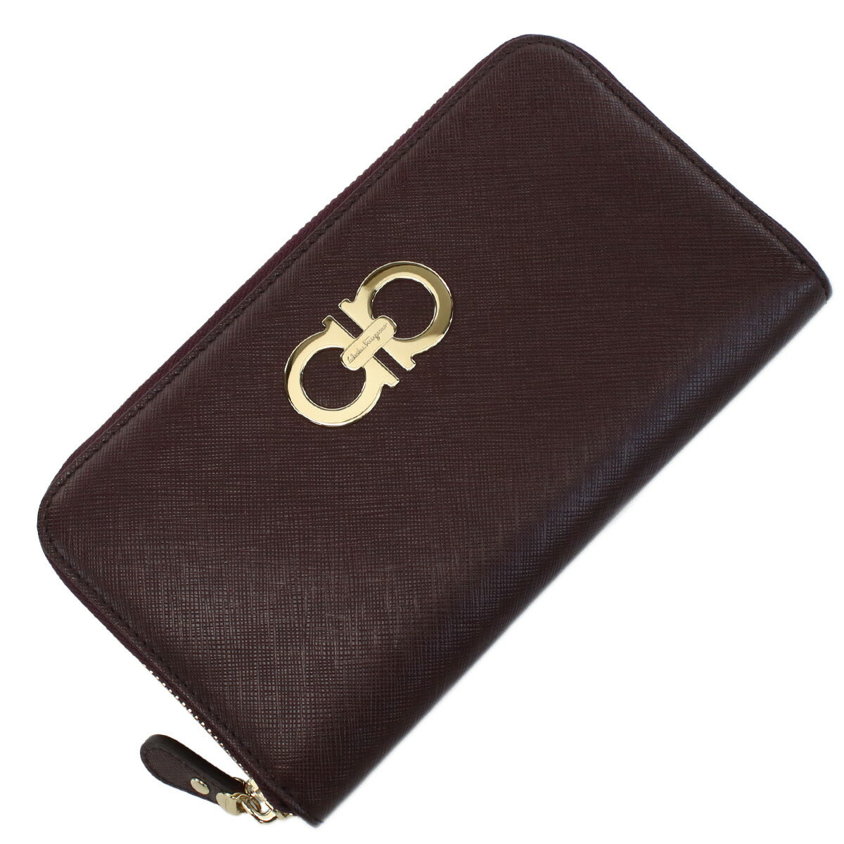 フェラガモ 長財布ラウンドファスナー レディース PEBBLE CALF カーフ イタリア 22-B300 ボルドー系 財布 FER22-B300181