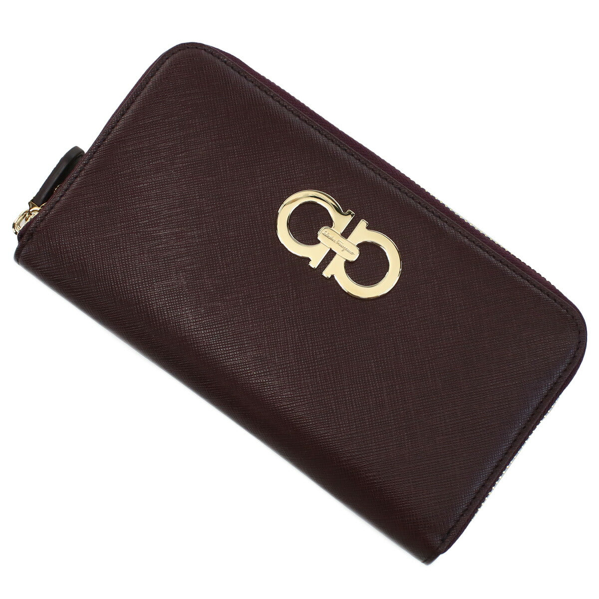 フェラガモ 長財布ラウンドファスナー レディース PEBBLE CALF カーフ イタリア 22-B300 ボルドー系 財布 FER22-B300181