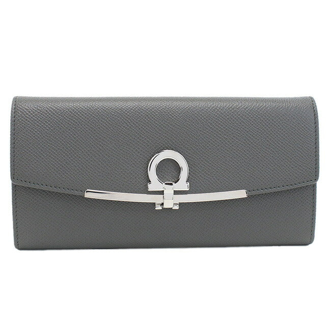 フェラガモ 長財布ニ折小銭入付き レディース ブランド FERRAGAMO GANCINO CLIP イタリア 22-D150 グレー系 財布 FER22-D150101