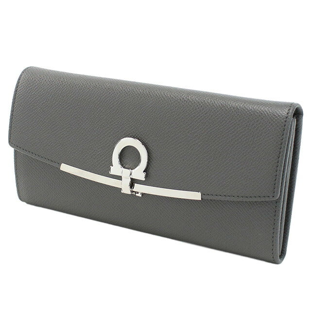 フェラガモ 長財布ニ折小銭入付き レディース ブランド FERRAGAMO GANCINO CLIP イタリア 22-D150 グレー系 財布 FER22-D150101